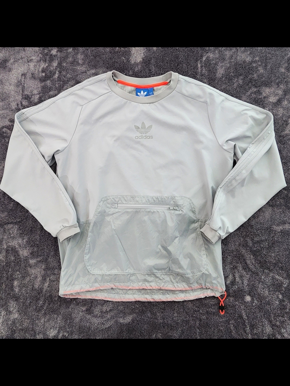 Adidas Originals Reflective Trefoil Pouch Pocket Sweatshirt - Men, Grey, M